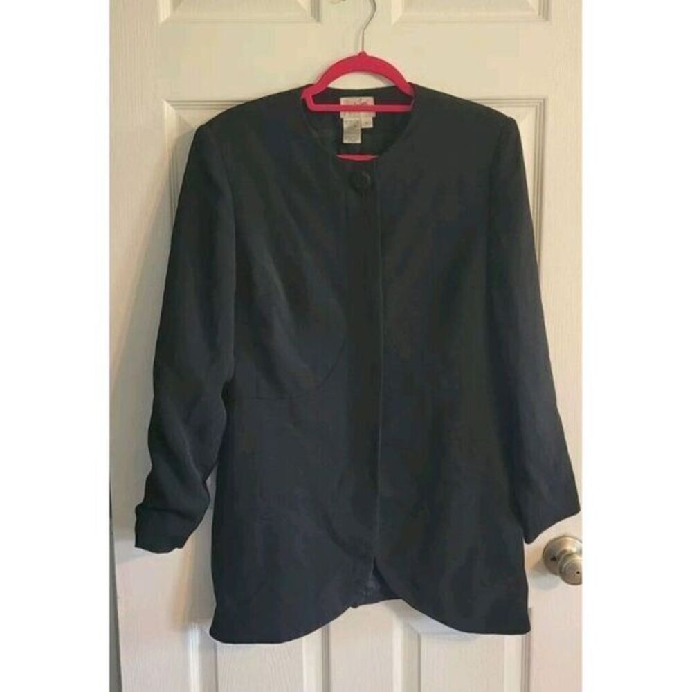 Jacqueline Ferrar Women's Black Long Blazer Overcoat Size 12